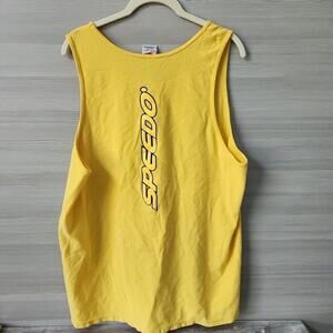 Vintage 90s Speedo Tank Top Beach Sleeveless Mens XL Muscle Gym Shirt Yellow USA